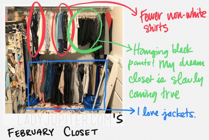 My February closet. Little steps are still steps. #startsomewhere #clothes #closet #progressphotos