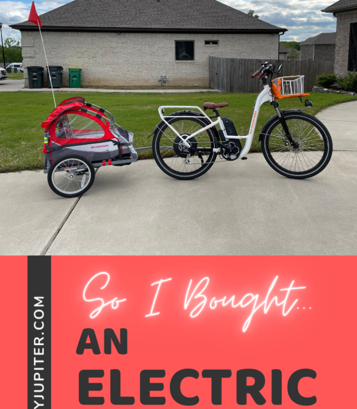 So I bought...an electric bike! This post is all about my beloved ebike and current accessories. The toddler and I get more sunshine and we both love the wind on our faces. #LadyJupiter #electricbike #RadPowerBikes #Schwinn #getoutside #urbanbike #ebike