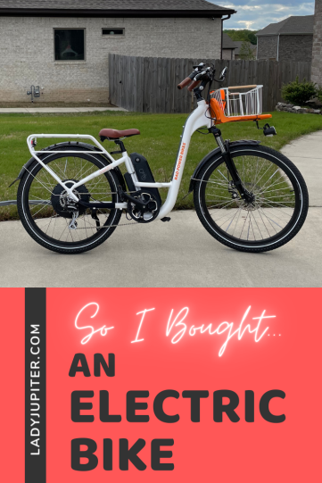 So I bought...an electric bike! This post is all about my beloved ebike and current accessories. The toddler and I get more sunshine and we both love the wind on our faces. #LadyJupiter #electricbike #RadPowerBikes #Schwinn #getoutside #urbanbike #ebike